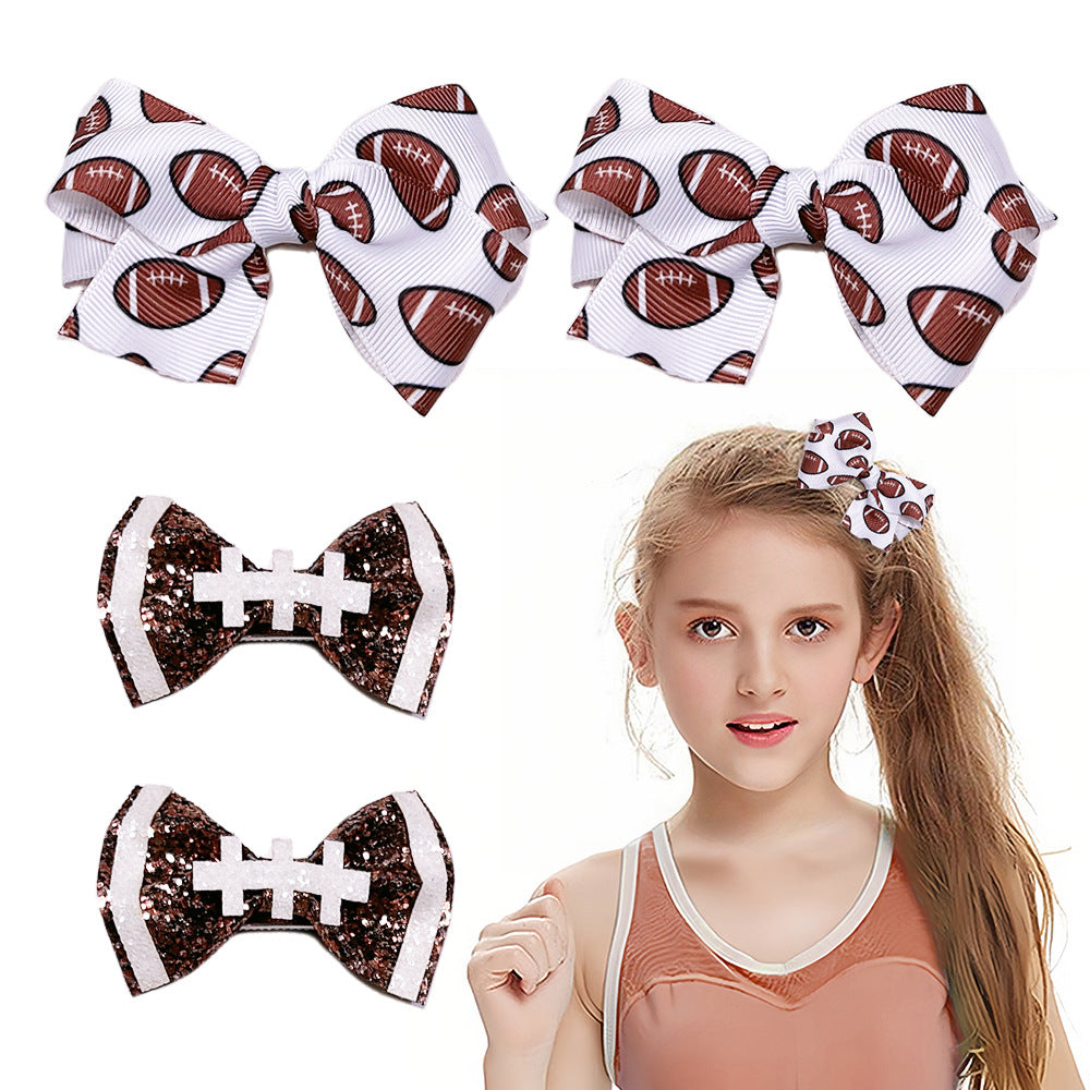 (Pre Order)Girls Football Bow Hair Clip