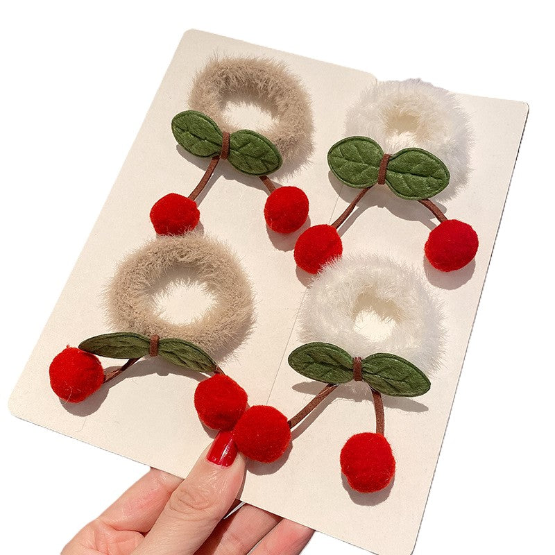 (Pre Order)Girls Spring and Summer Cherry-shaped Hair Tie