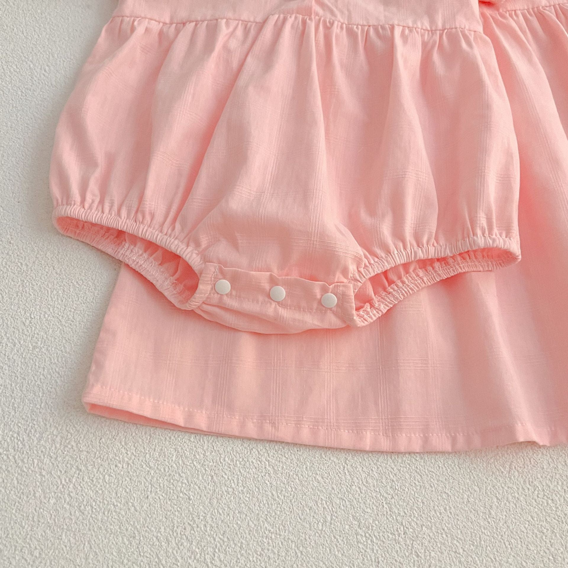 (Pre Order 2 Weeks)Sisters Floral Embroidery Collar Pink Dress&Romper