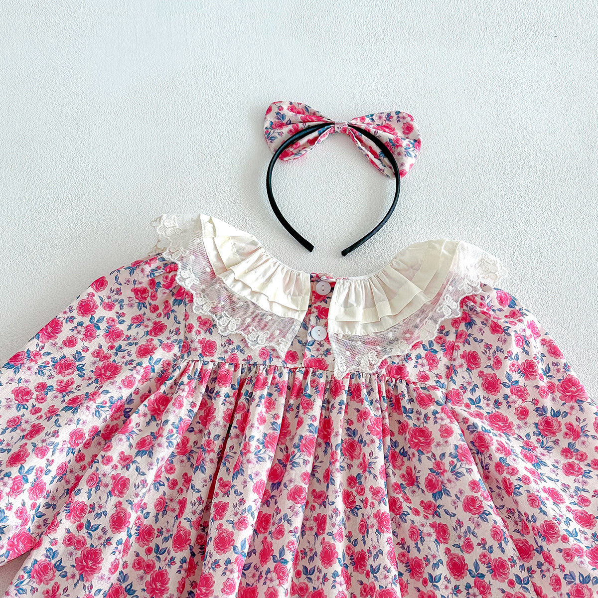 (Pre Order 2 Weeks)Sisters Fall Floral Lace Collar Dress&Romper