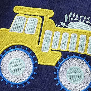 (In Production)Boys Spring&Summer Truck Embroidery Cotton Shorts Set