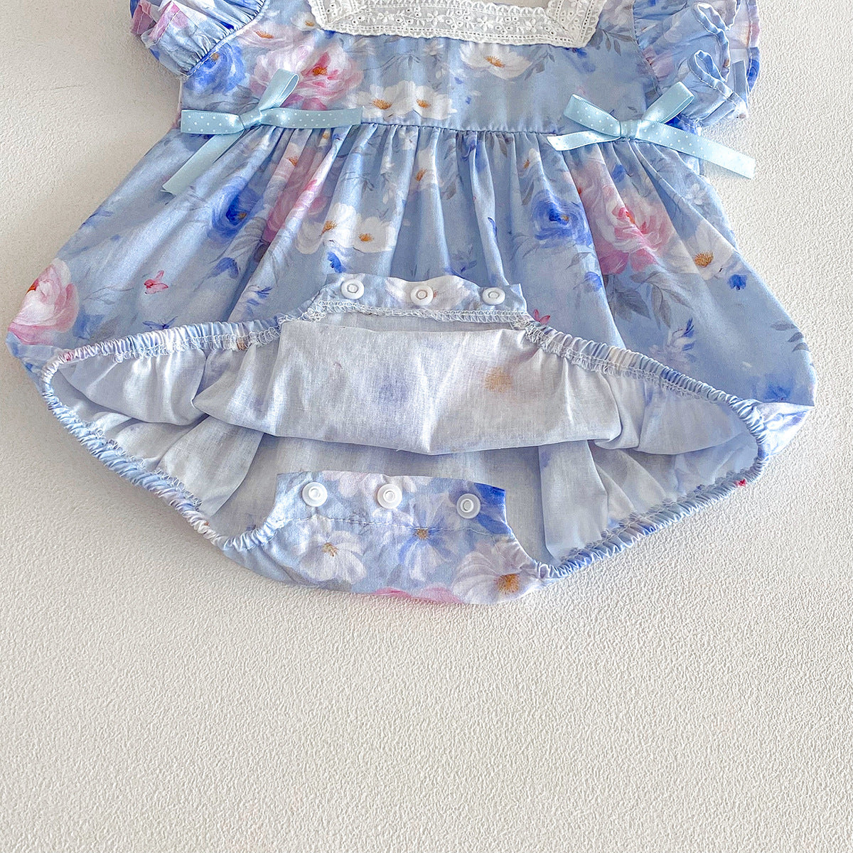 (In Production)Sisters Spring&Summer Floral Print Lace Ruffle Dress,Romper