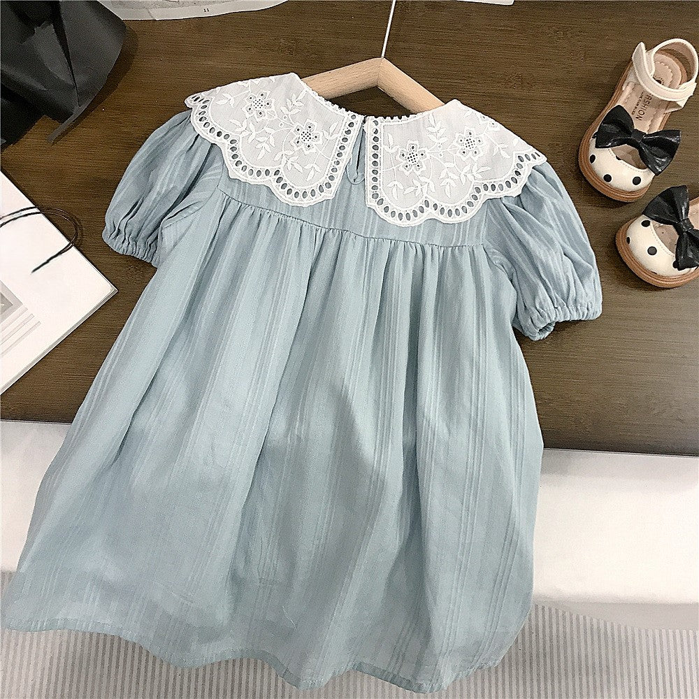 (In Production)Girls Spring&Summer Lace Doll Collar Dress