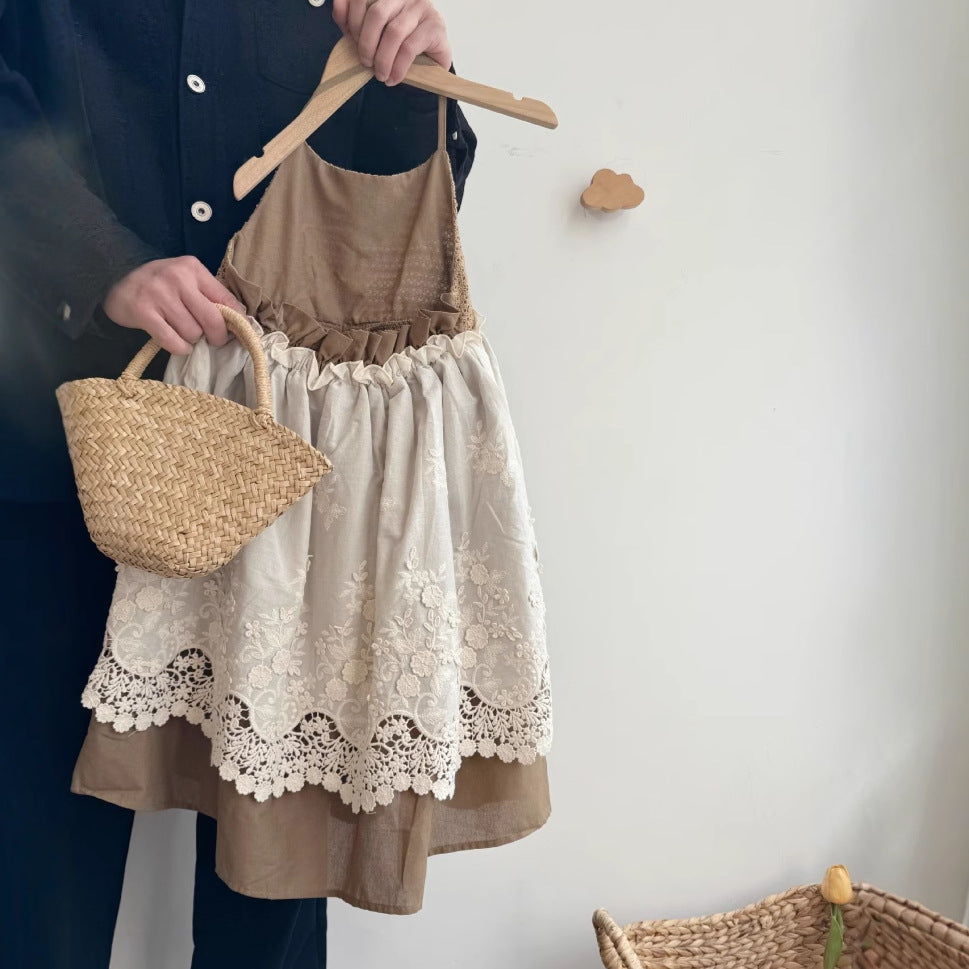 (In Production)Girls Summer Ruffled Lace Slip Dress