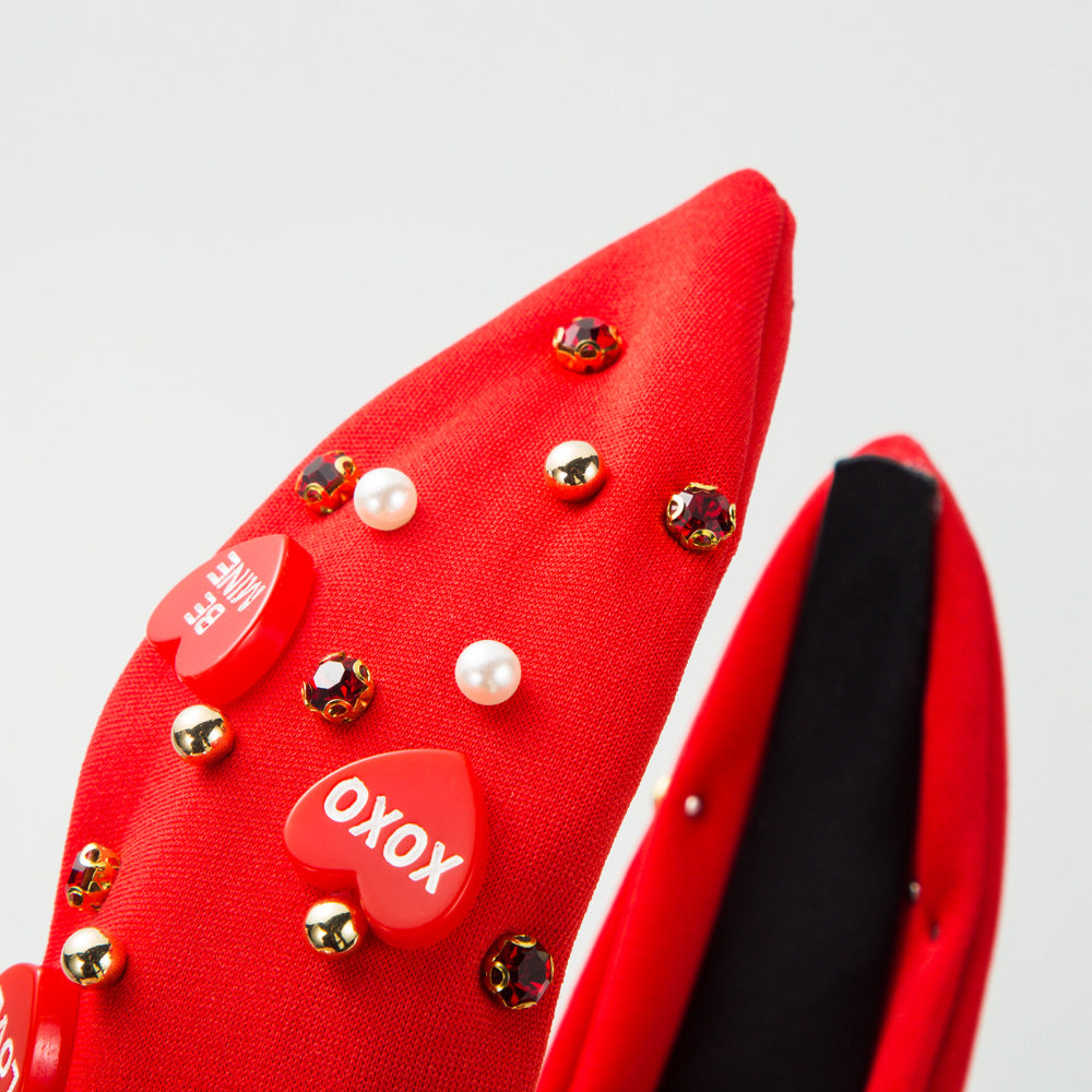 (Pre Order)Valentine's Day Pearl Rhinestone Headband