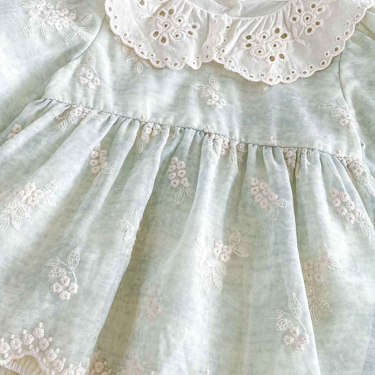 (Pre Order 2 Weeks)Toddler Girls Fall Floral Embroidery Lace Collar Romper