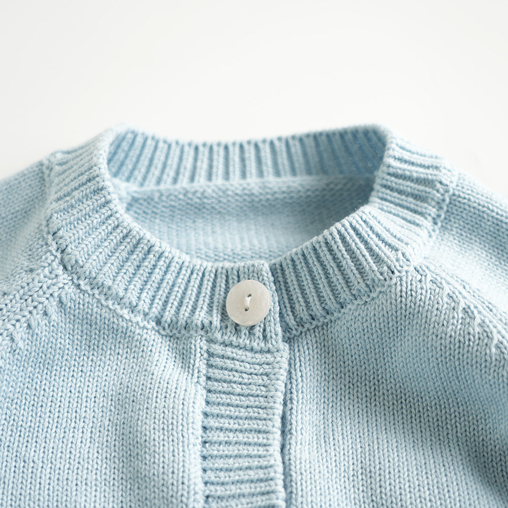 (In Production)Girls Spring&Summer Goose Embroidery Cardigan Sweater