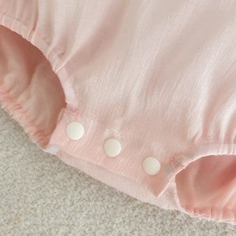 (In Production)Toddler Girls Spring&Summer Bow Lace Doll Collar Romper