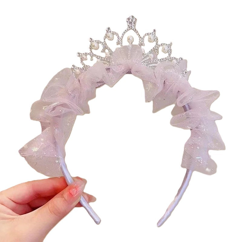 (Pre Order)Girls Princess Pearl Crown Headband