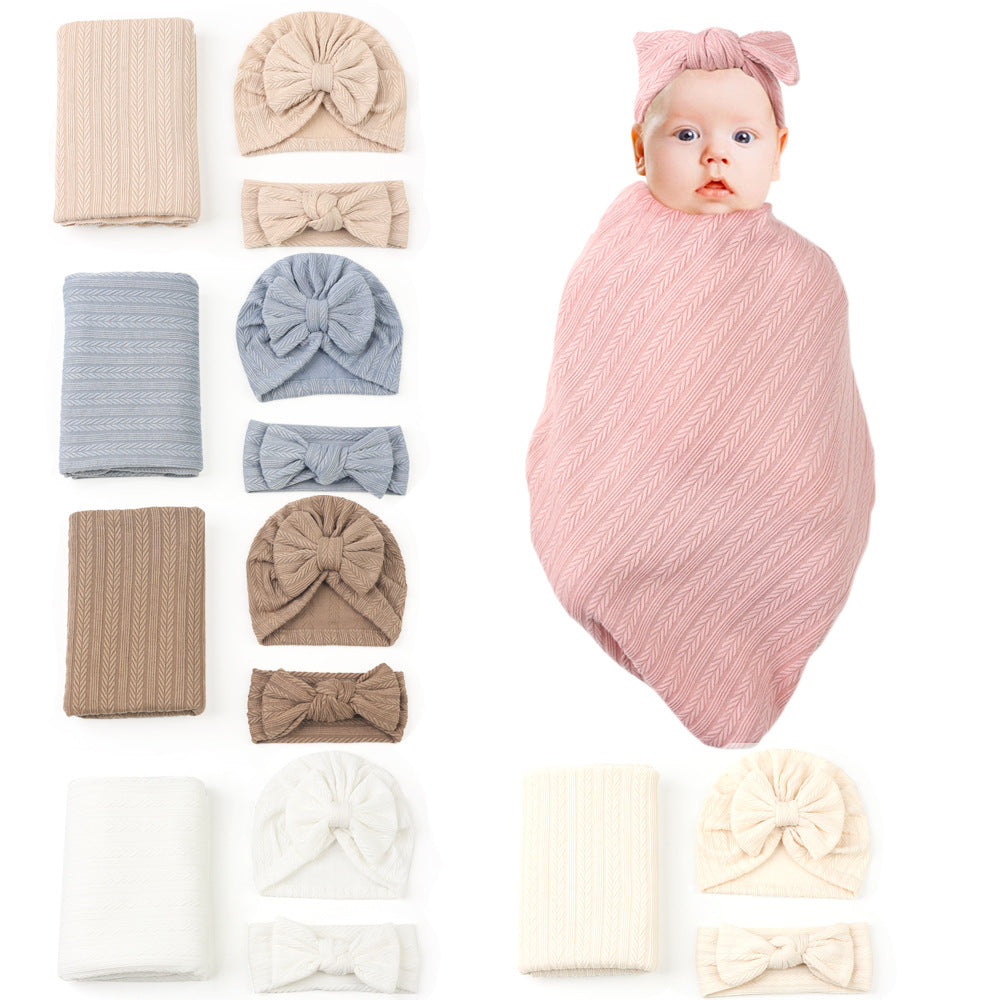 (Pre Order)Newborn Swaddle Blanket & Headwear Set