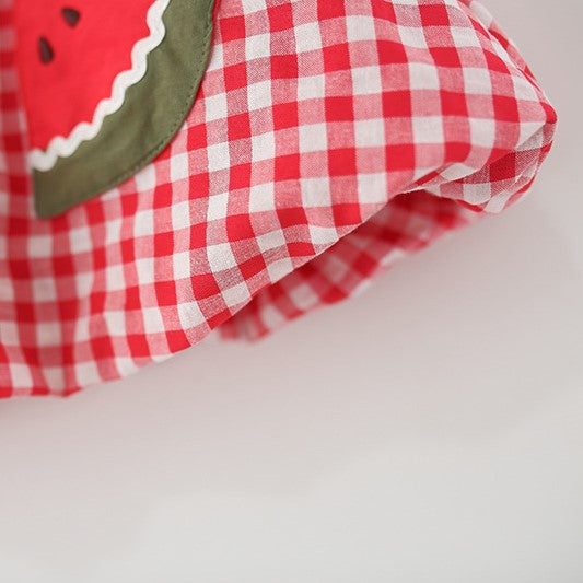 (In Production)Girls Spring and Summer Watermelon Embroidery Dress