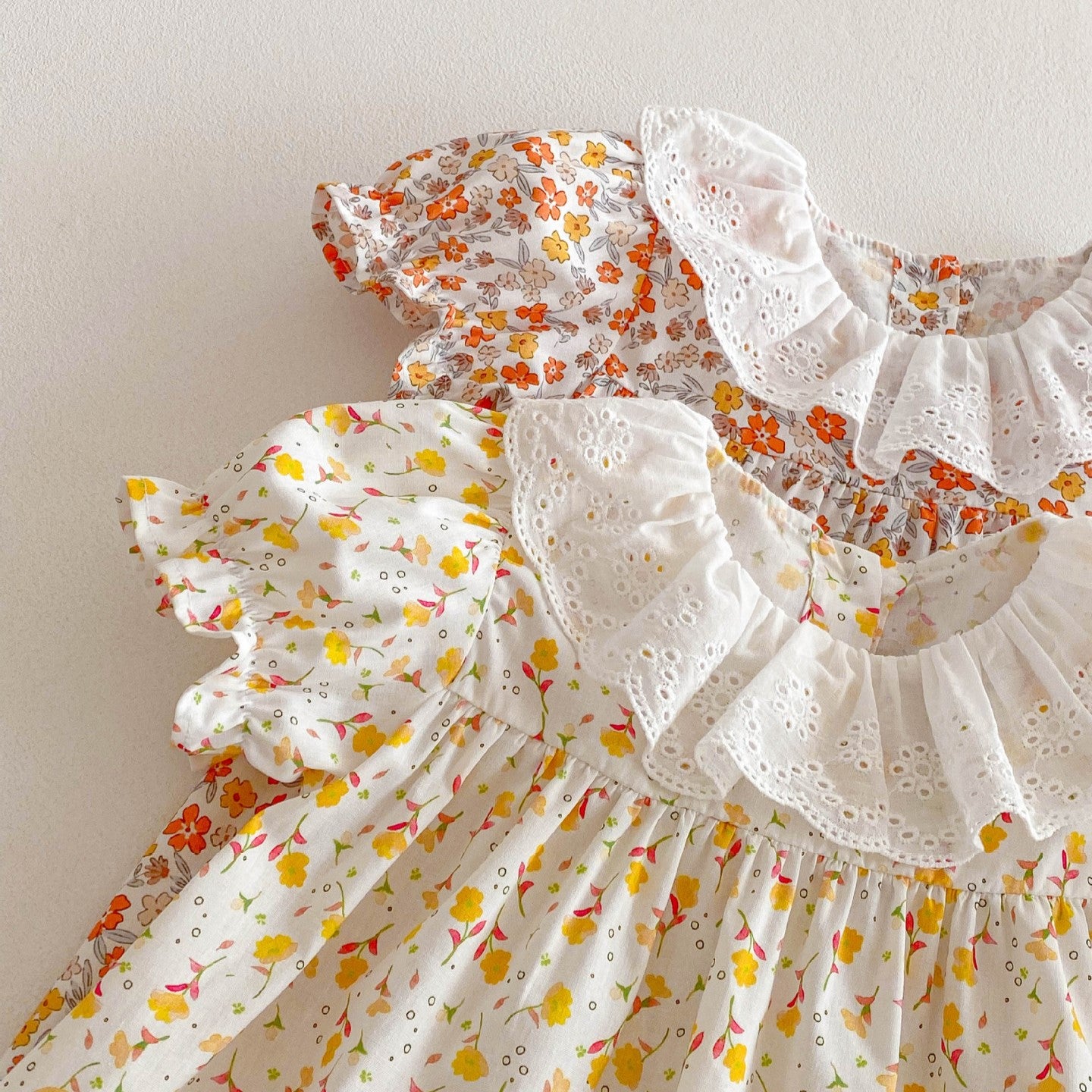 (In Production)Girls Spring and Summer Floral Doll Collar Dress