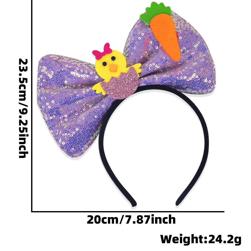 (Pre Order)Girls Easter Cartoon Sequin Bow Headband