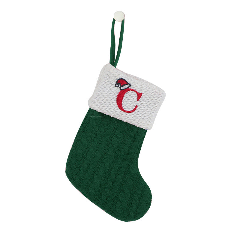 (Pre Order)Green Letter Wool Christmas Stocking Pendant