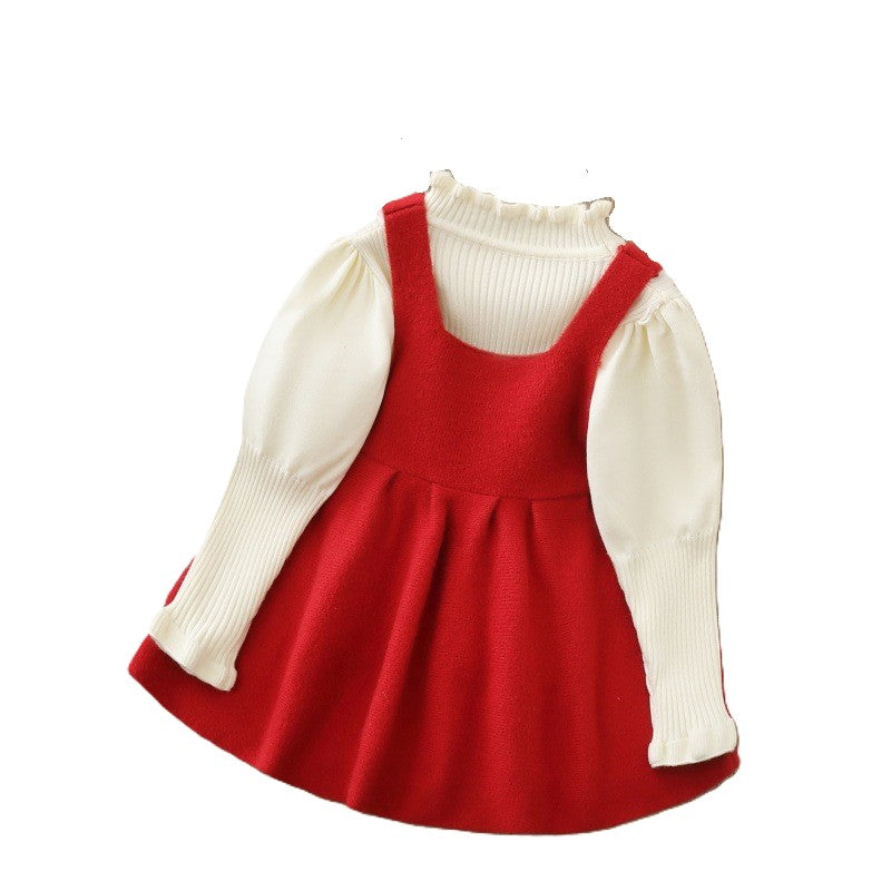 (In Production)Girls Fall&Winter Bow Sweater Dress Set