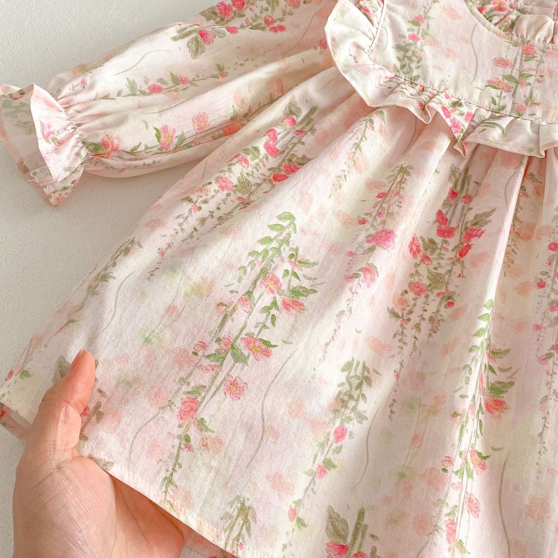 (Pre Order 2 Weeks)Girls Fall Floral Print Ruffle Dress