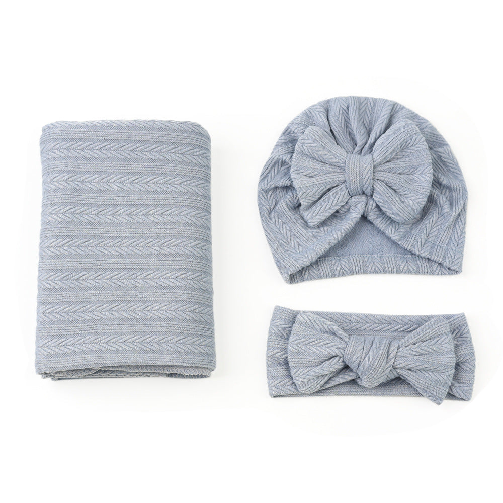 (Pre Order)Newborn Swaddle Blanket & Headwear Set