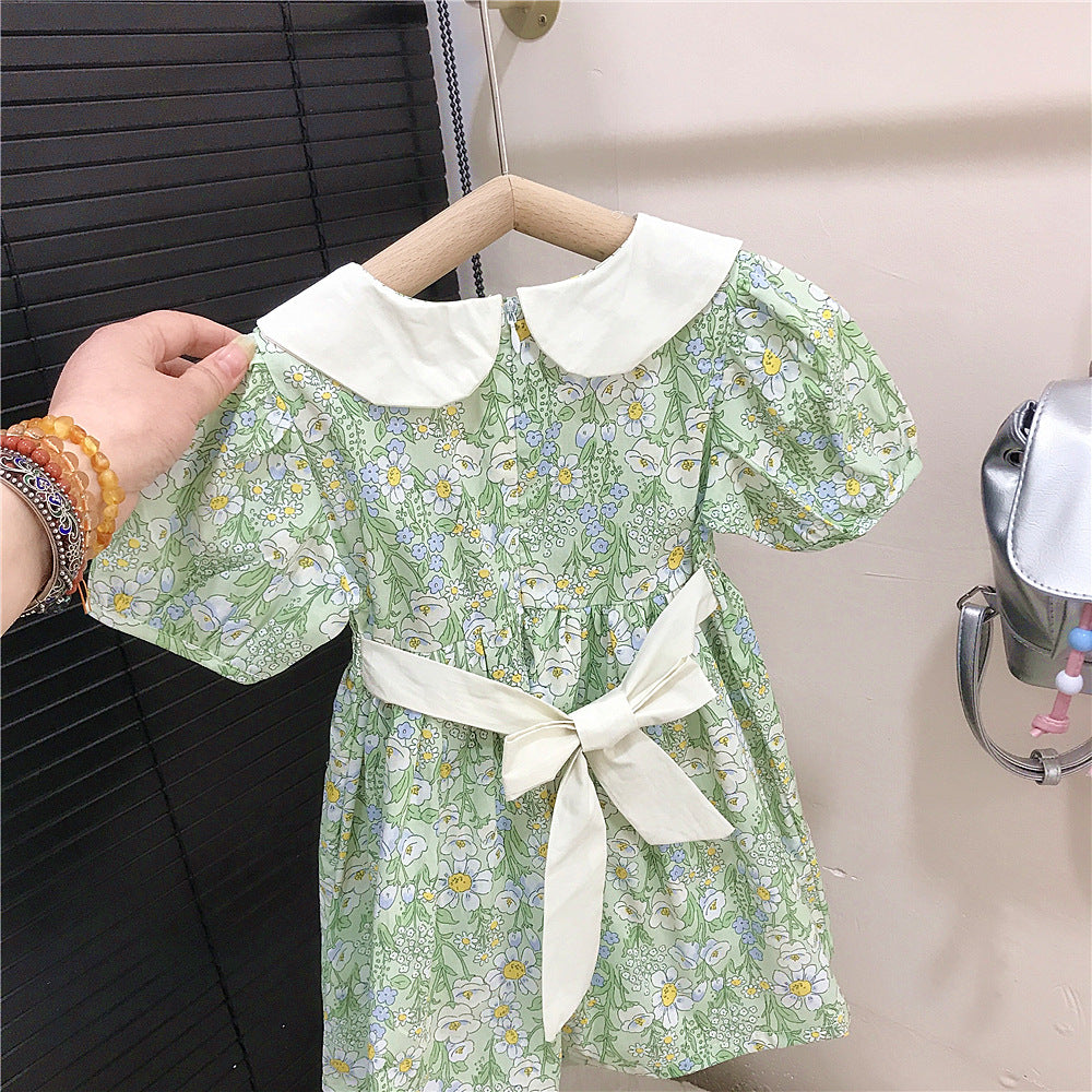 (In Production)Girls Spring&Summer Floral Print Smocked Dress