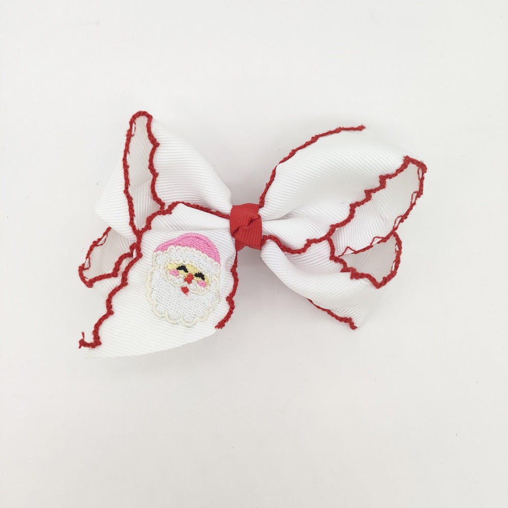 (Pre Order)Girls Christmas Santa Claus Embroidery Hair Clip 2PCS