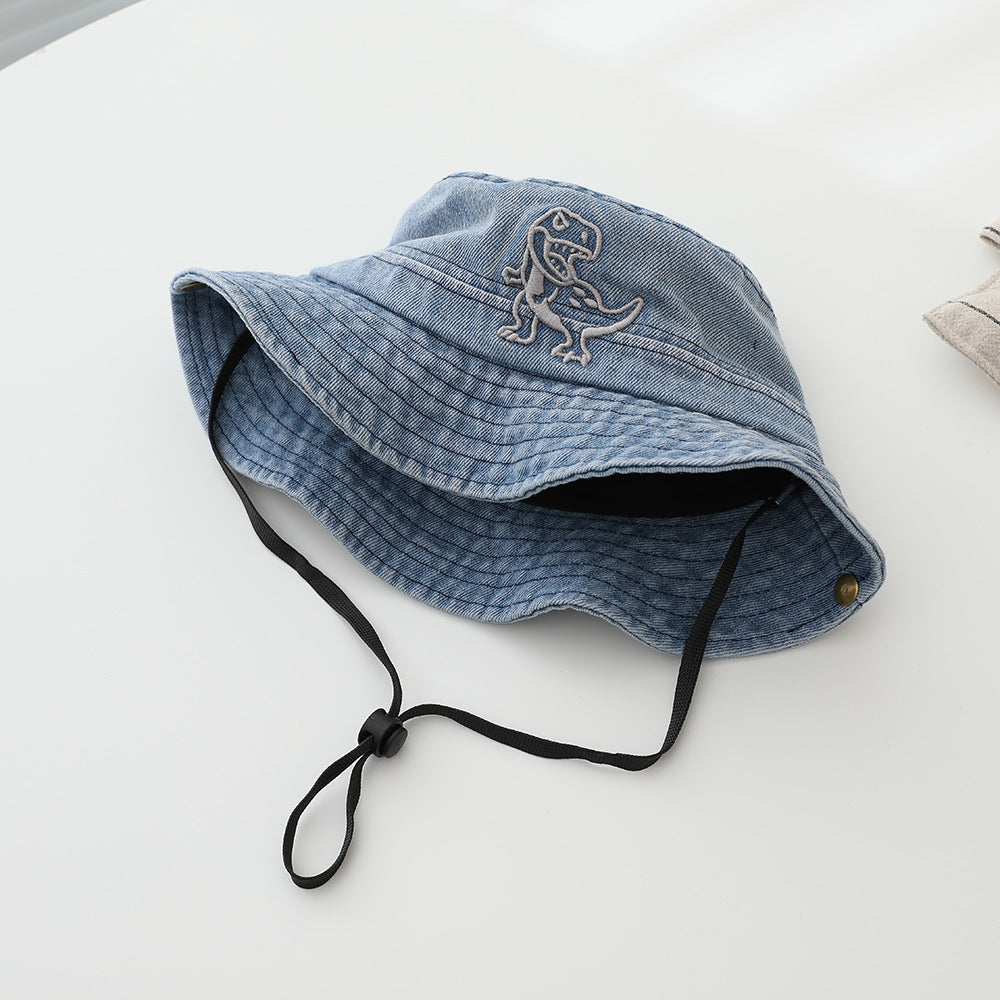 (Pre Order)Boys Spring&Summer Dino Embroidery Denim Hiking Cap