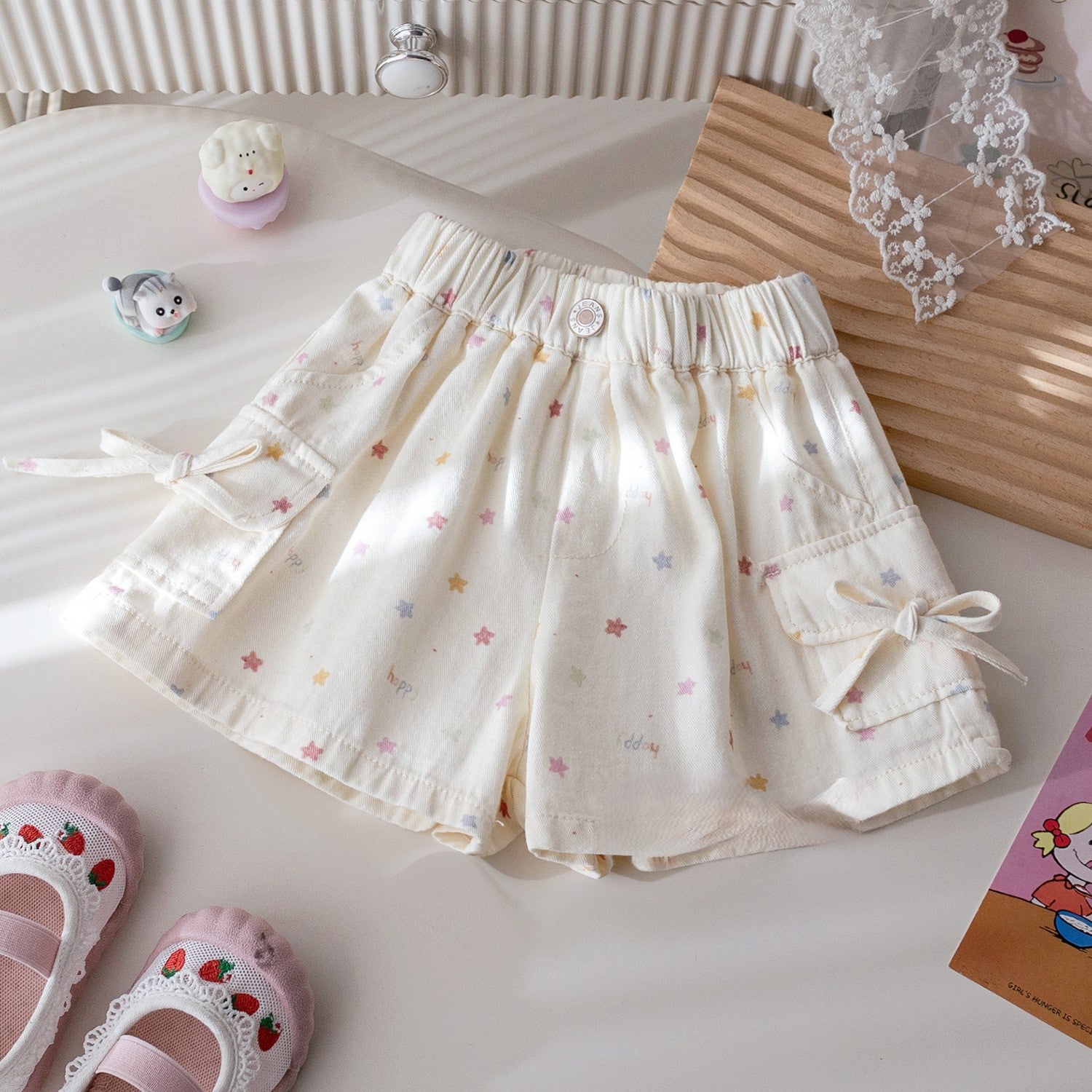 (In Production)Girls Spring&Summer Star Print Shorts
