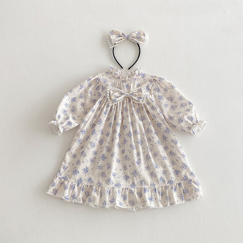 (In Production)Sisters Fall Floral Print Ruffle Dress&Romper