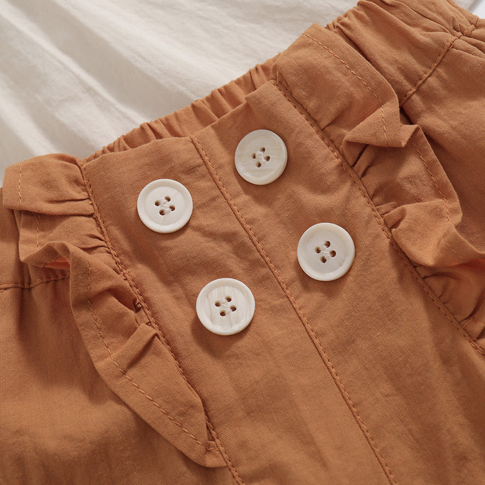 (In Production)Girls Floral Embroidery Shorts Set