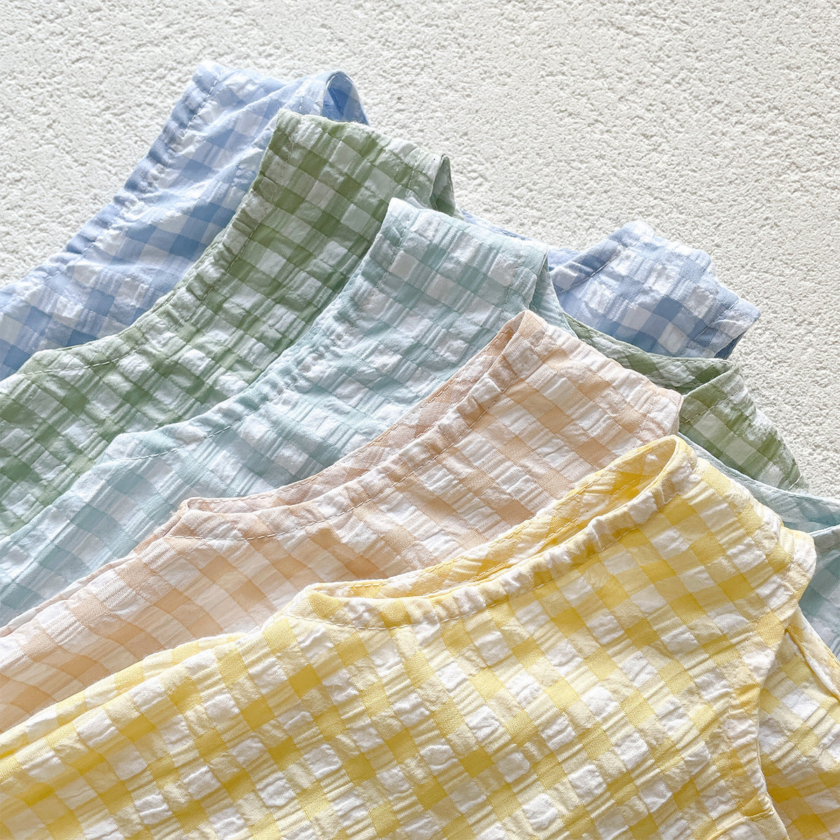 (In Production)Toddler Boys Girls Spring&Summer Checkered Sleeveless Romper