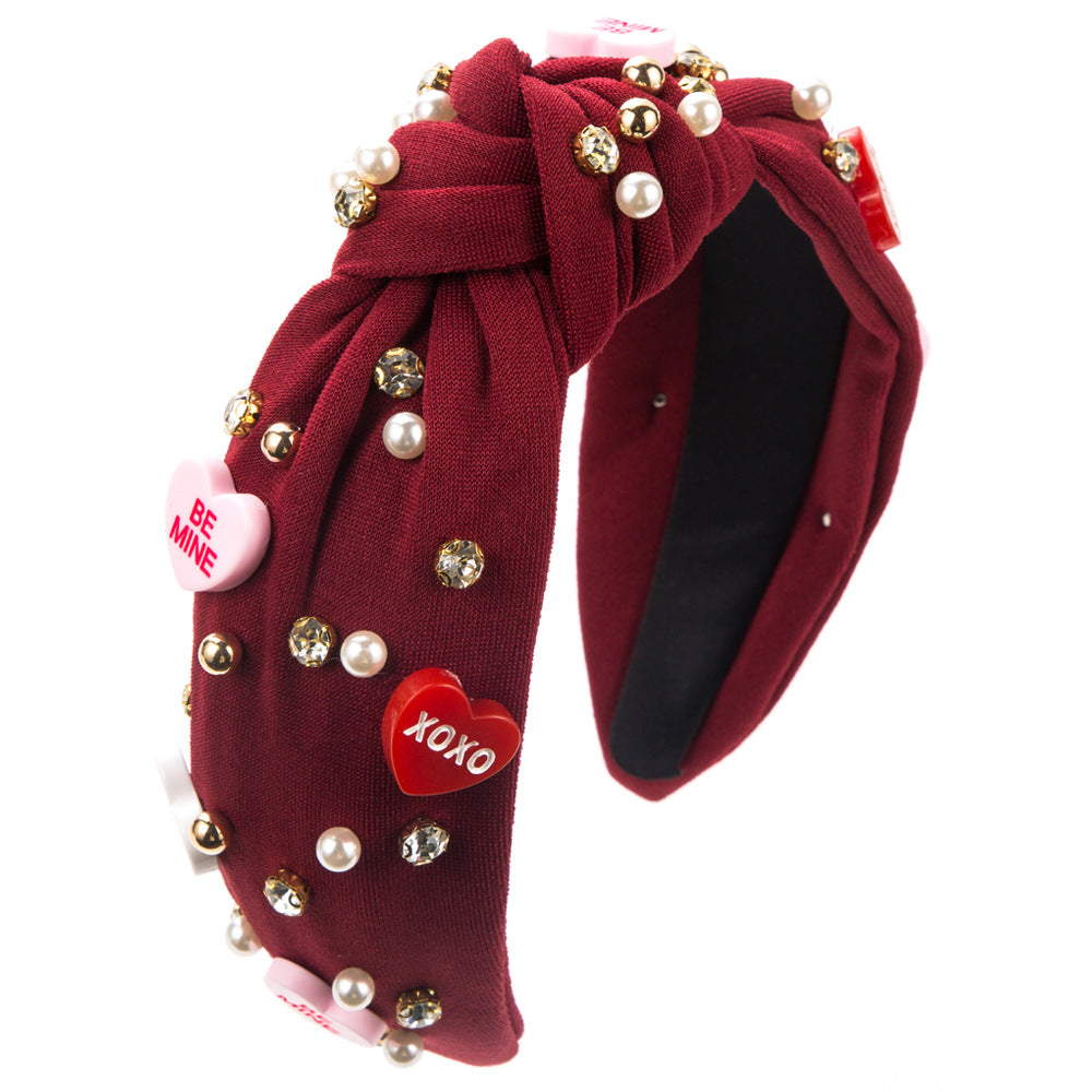(Pre Order)Valentine's Day Pearl Rhinestone Headband