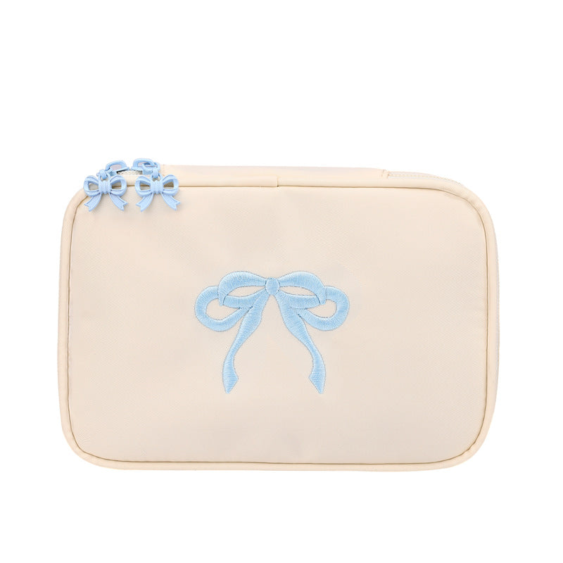 (Pre Order)Bow Embroidery Makeup Bag