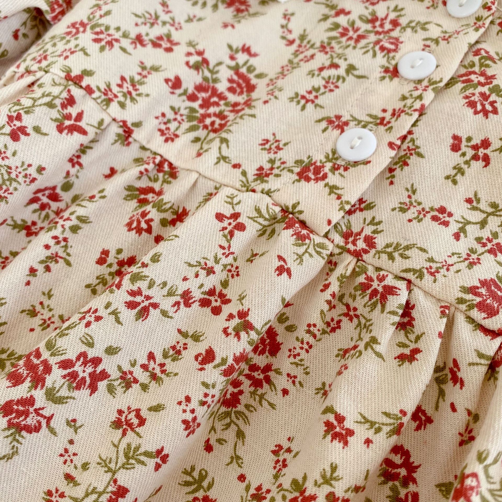 (In Production)Sisters Fall Floral Print Doll Collar Dress&Romper