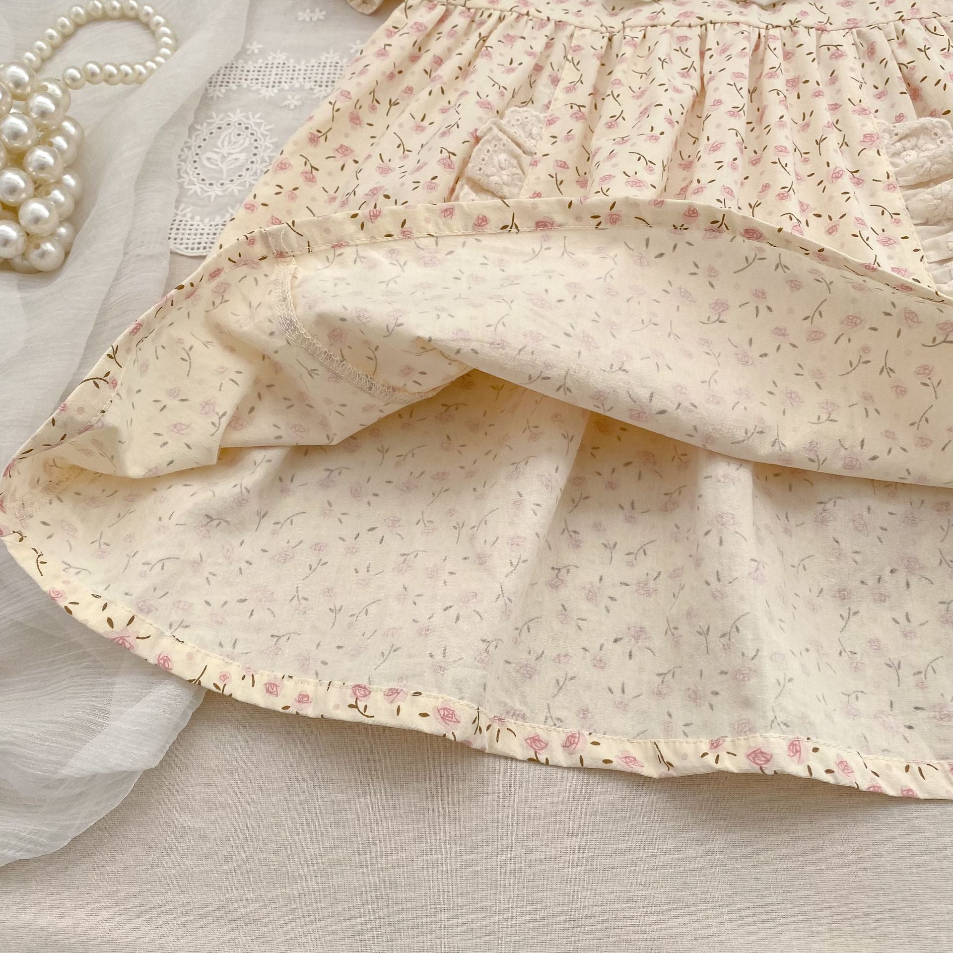(Pre Order 2 Weeks)Sisters Floral Embroidery Lace Ruffled Dress&Romper