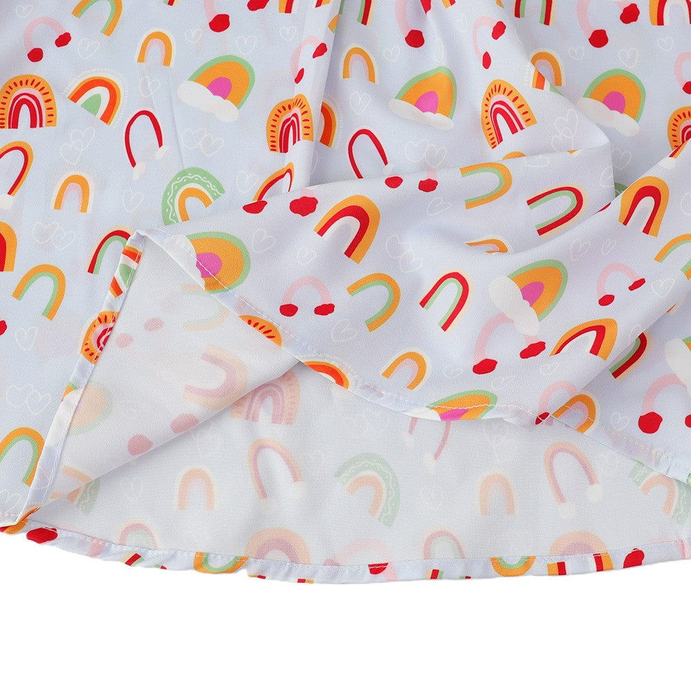 (In Production)Girls Spring and Summer Rainbow Print Dress