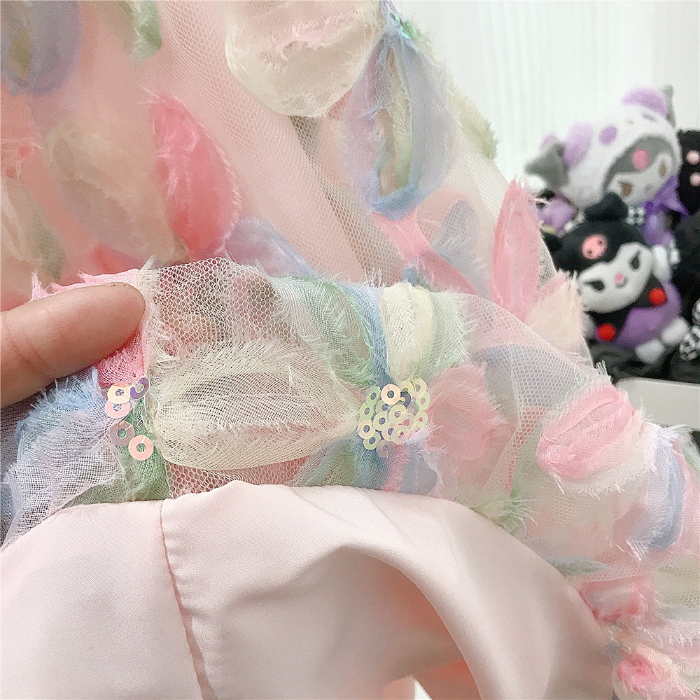 (In Production)Girls Spring&Summer Floral Gauzy Dress