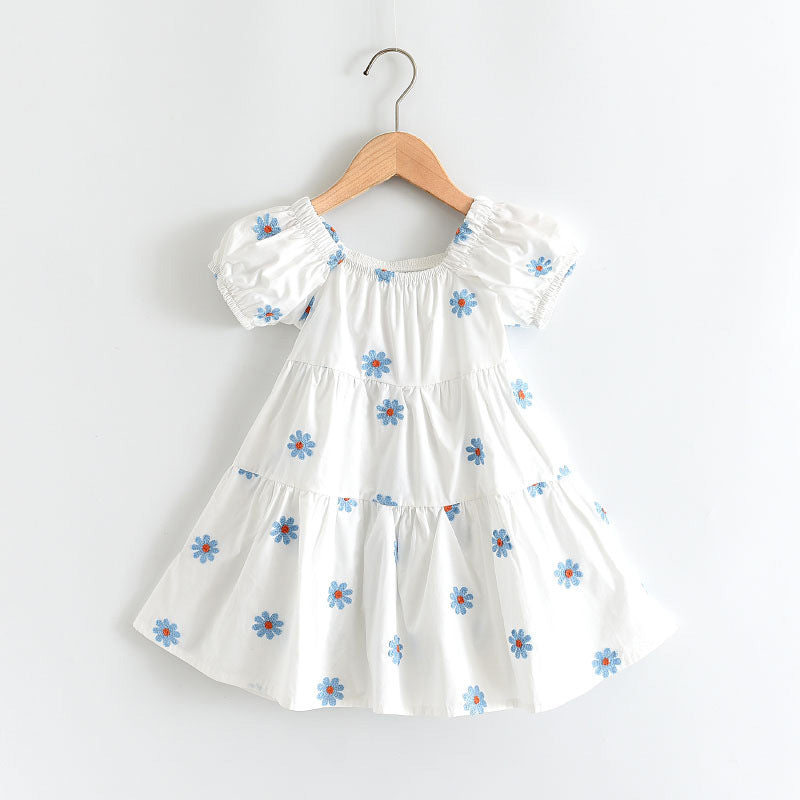 (In Production)Girls Spring and Summer Daisy Embroidery Dress