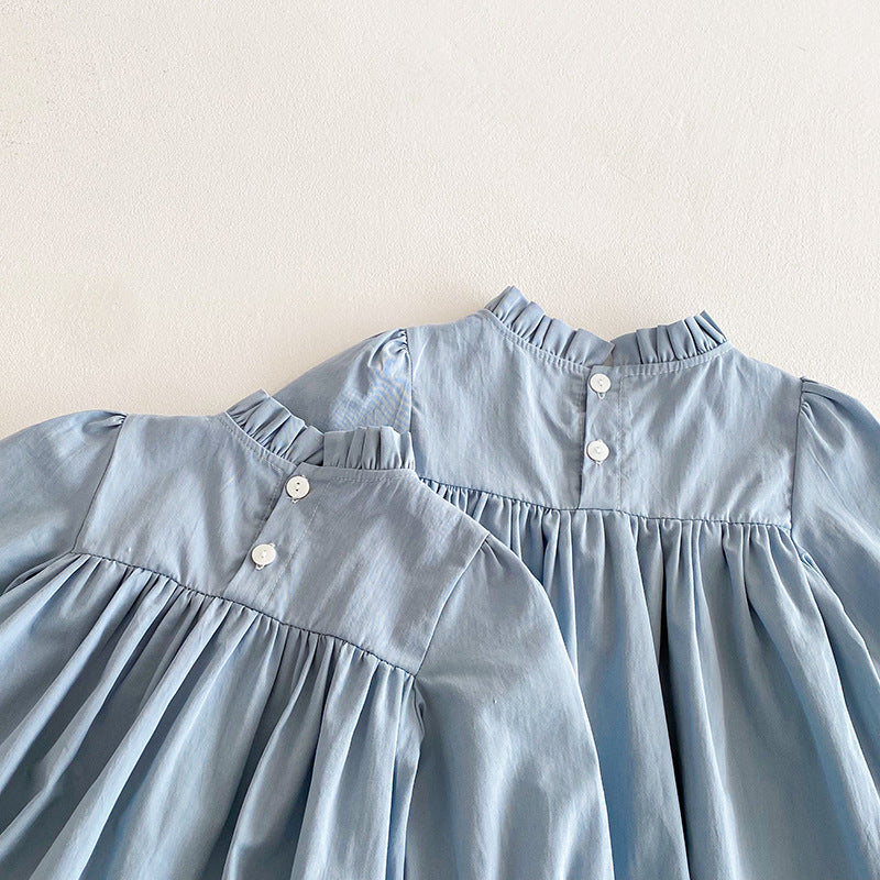 (Pre Order 2 Weeks)Sisters Fall Embroidery Ruffle Collar Dress&Romper