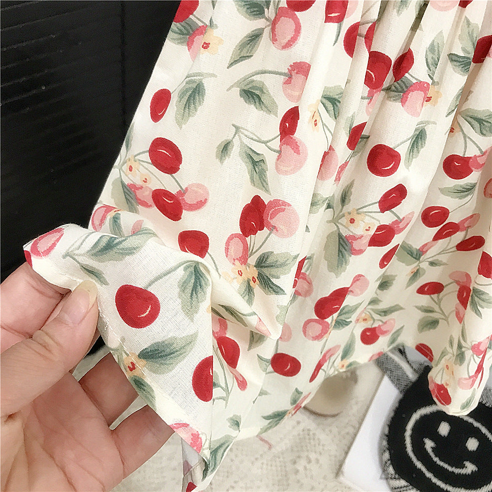 (In Production)Girls Spring&Summer Cherry Print Dress