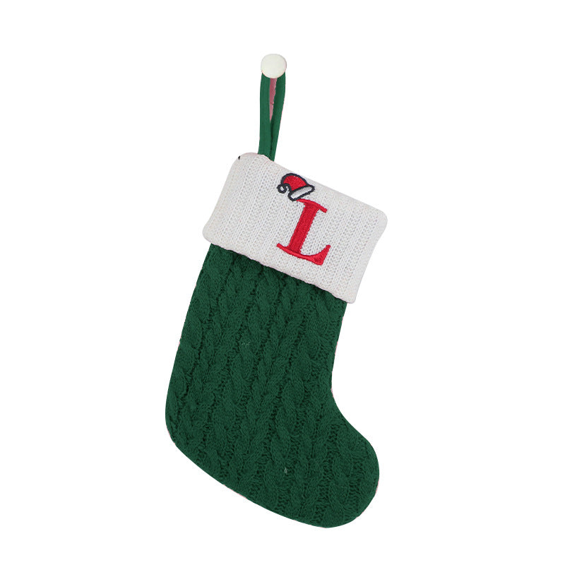 (Pre Order)Green Letter Wool Christmas Stocking Pendant