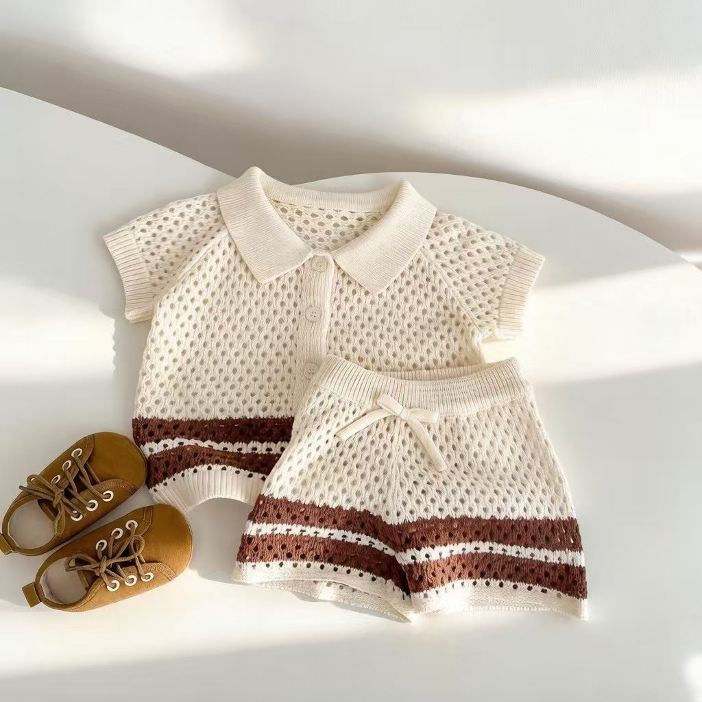(In Production)Boys Spring&Summer Knitted Shorts Set