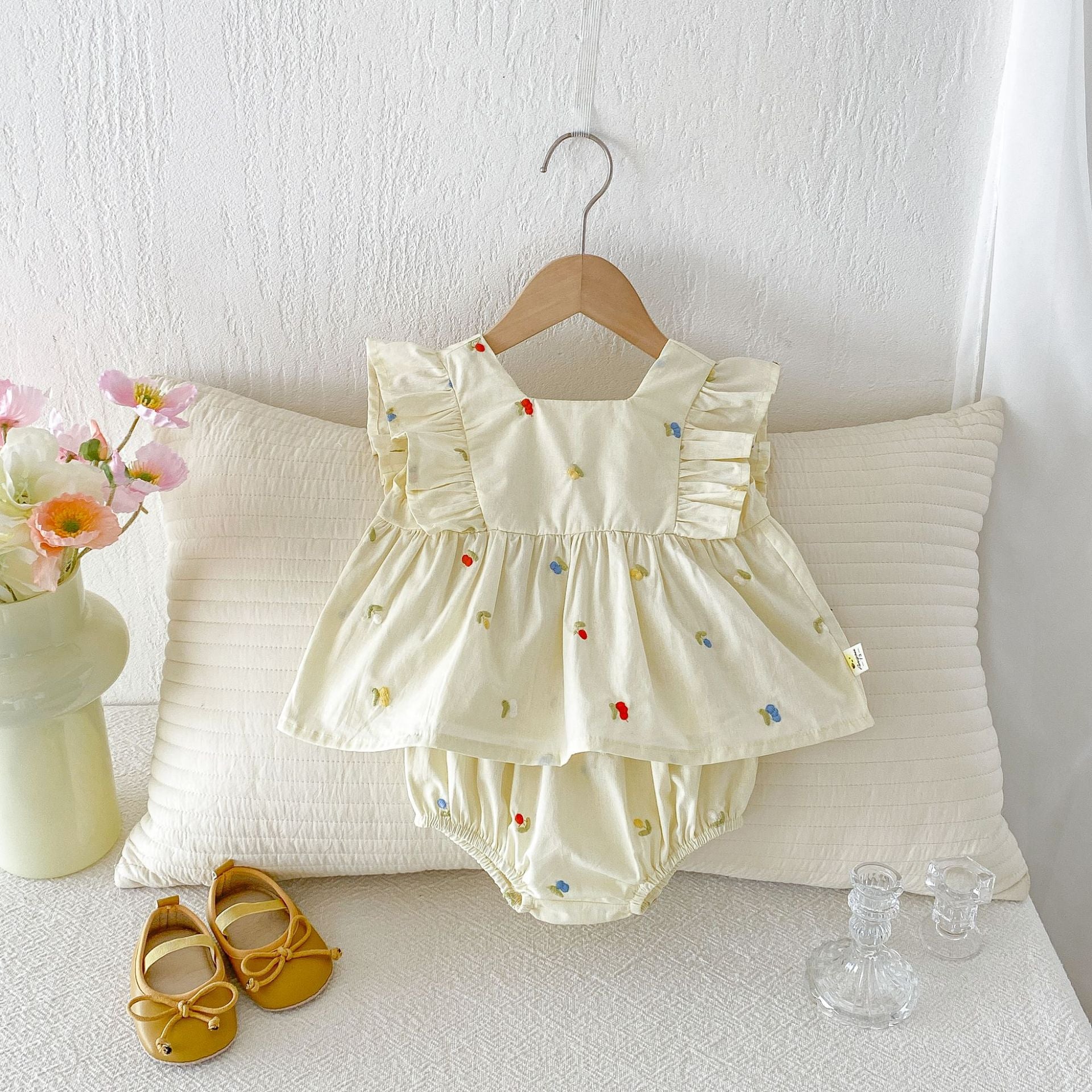 (In Production)Toddler Girls Spring&Summer Embroidery Bloomer Set