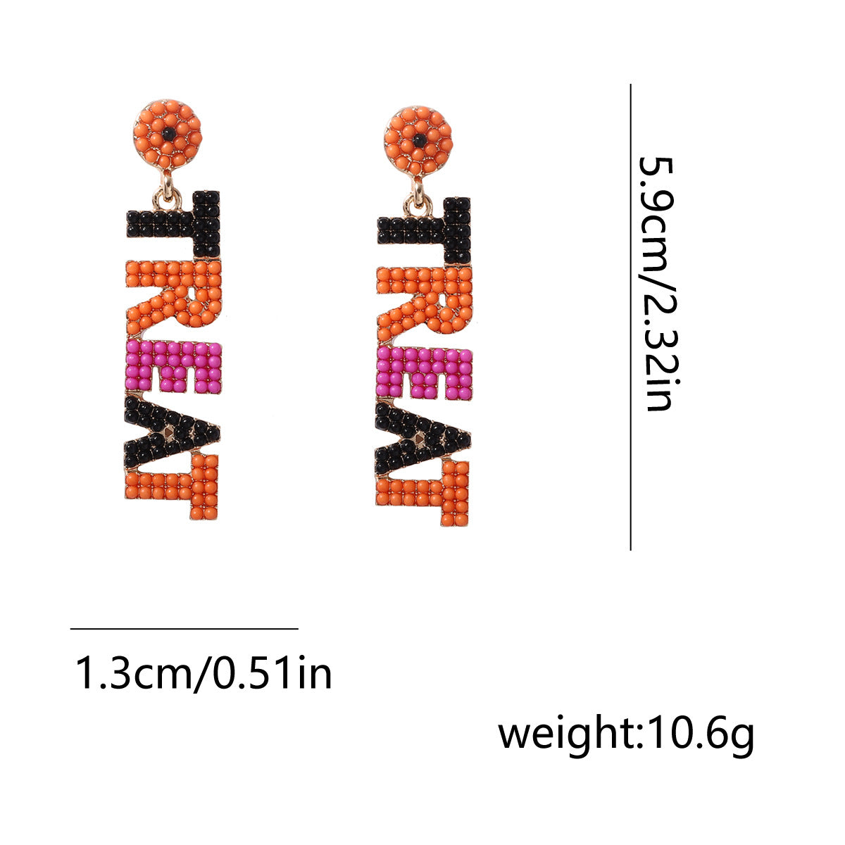 (Pre Order)Halloween TRICK TREAT Color-coded Letter Earring