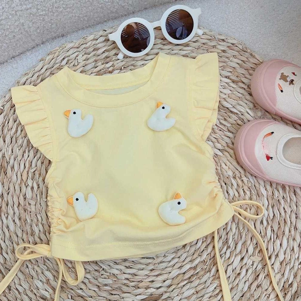 (In Production)Girls Spring&Summer Duck Ruffle Top Skirt Set