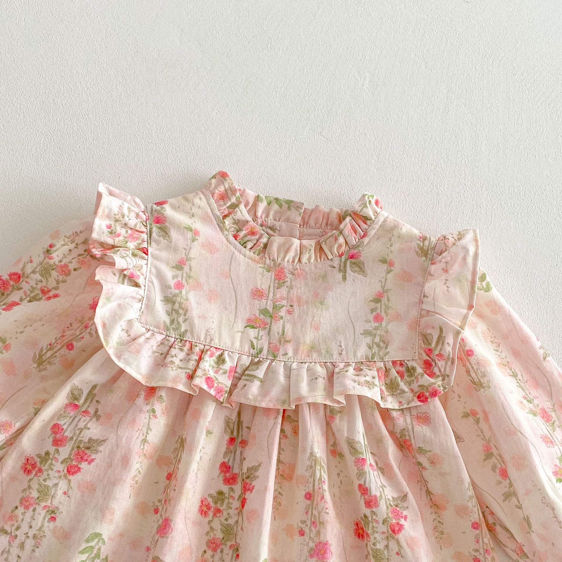 (Pre Order 2 Weeks)Girls Fall Floral Print Ruffle Dress