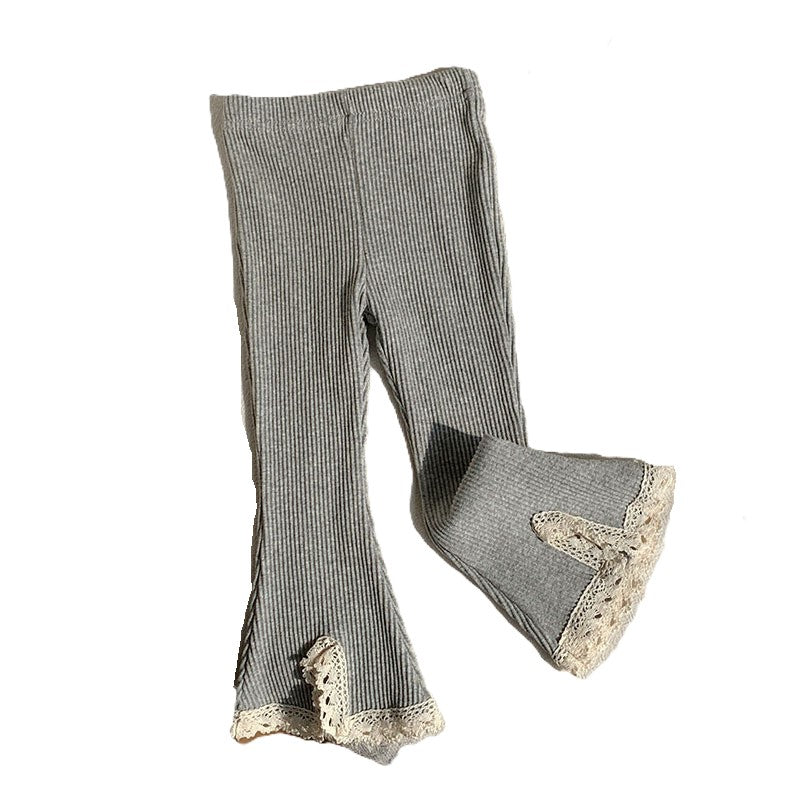 (In Production)Girls Fall&Winter Knitted Lace Flared Trousers
