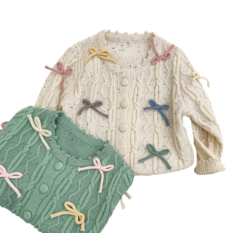 (Pre Order)Girls Bow Sweater Cardigan