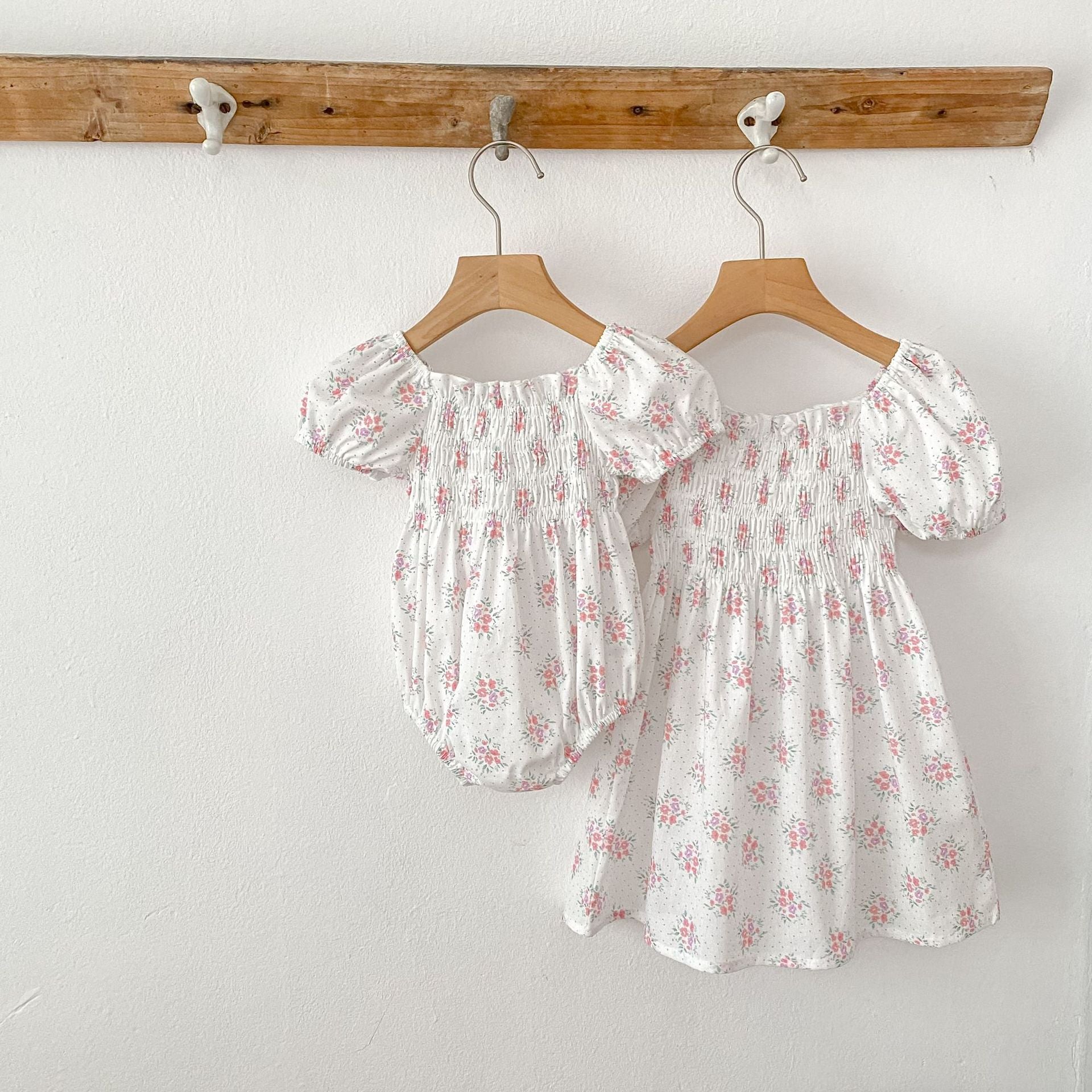 (Pre Order 2 Weeks)Sisters Floral Print Smocked Dress&Romper
