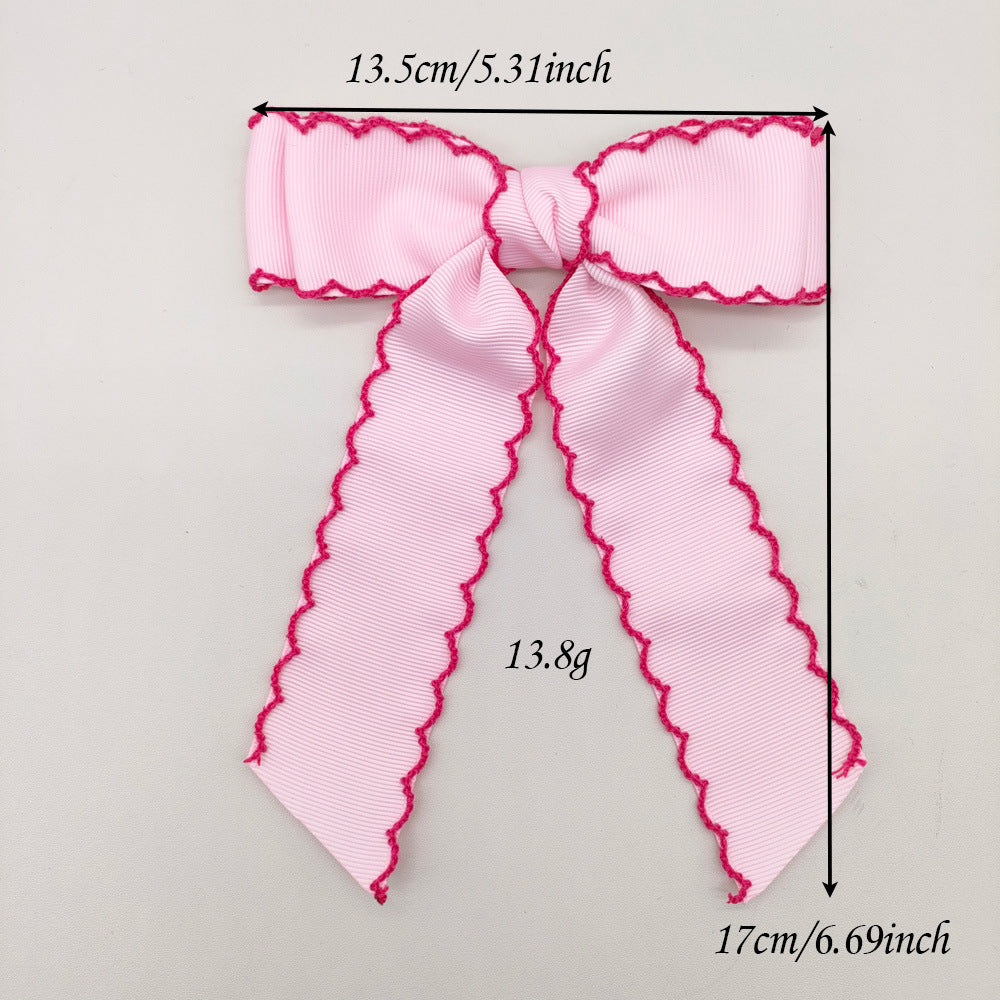 (Pre Order)Girls Solid Color Bow Hair Clip 2PCS