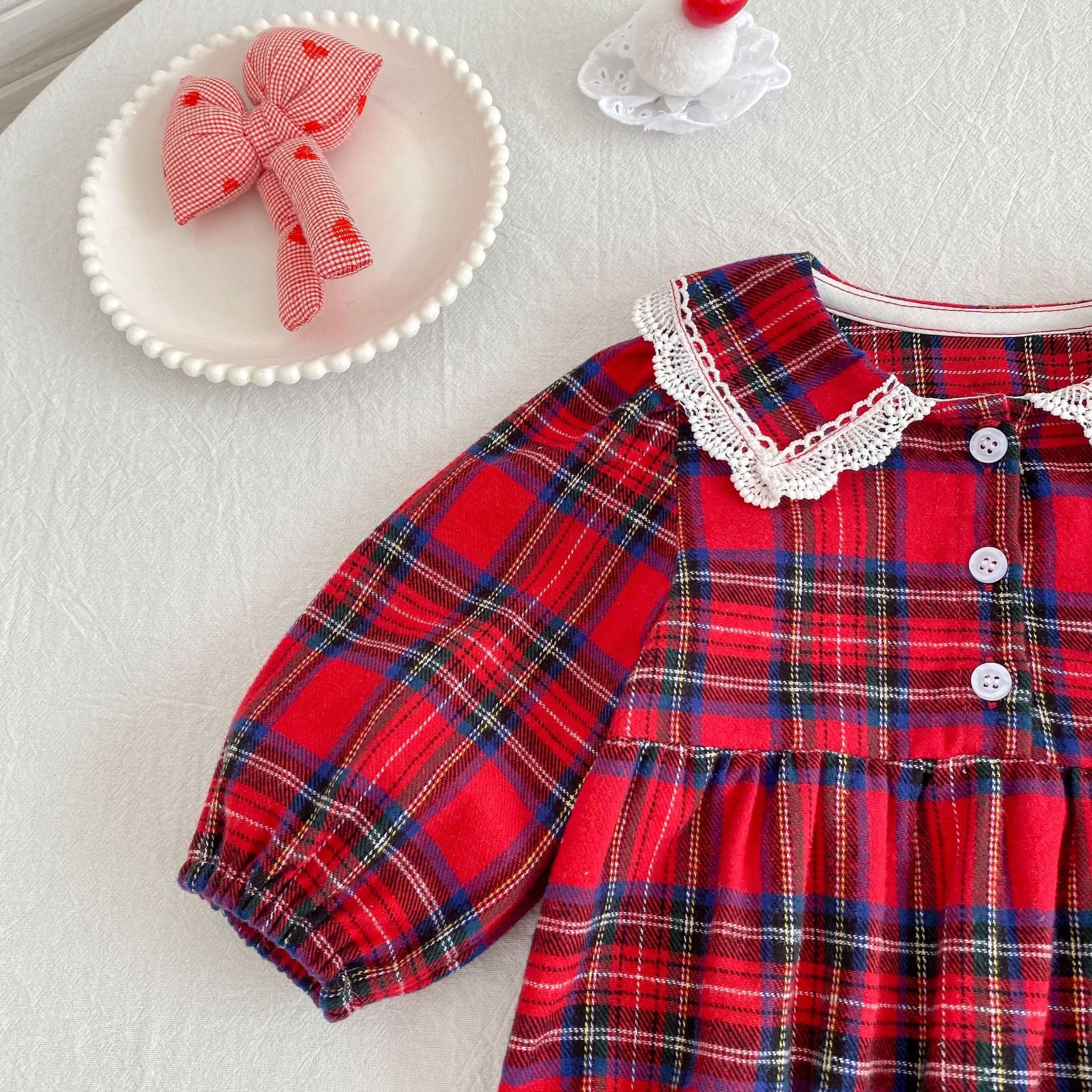 (Pre Order 2 Weeks)Sisters Plaid Lace Dress&Romper