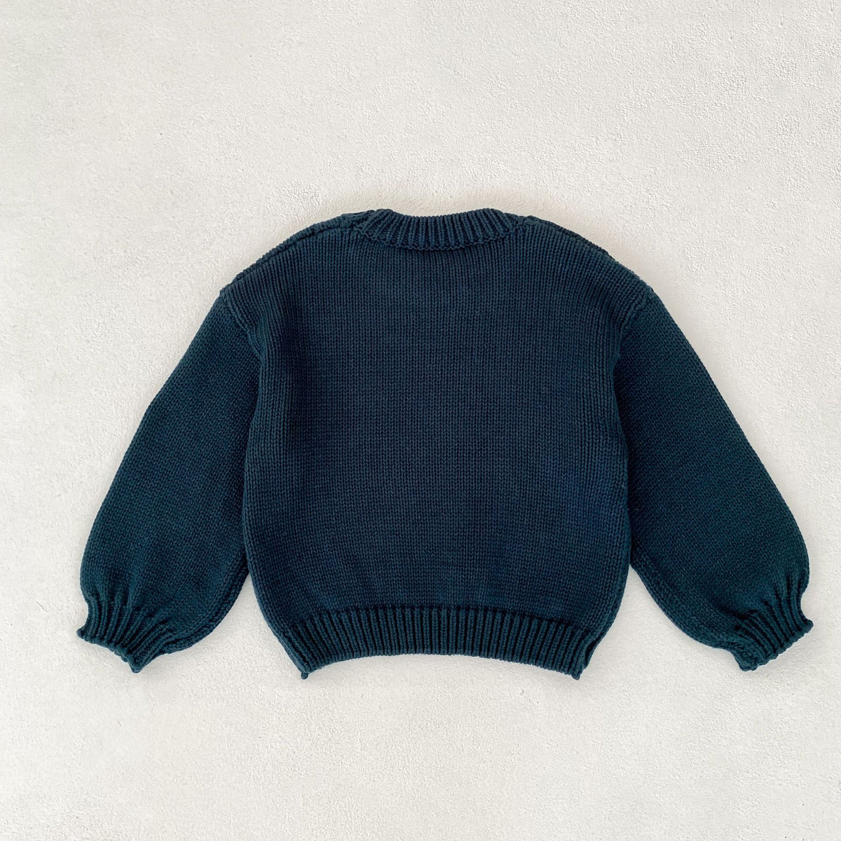 (Pre Order 2 Weeks)Girls Fall Floral Embroidery Navy Blue Sweater