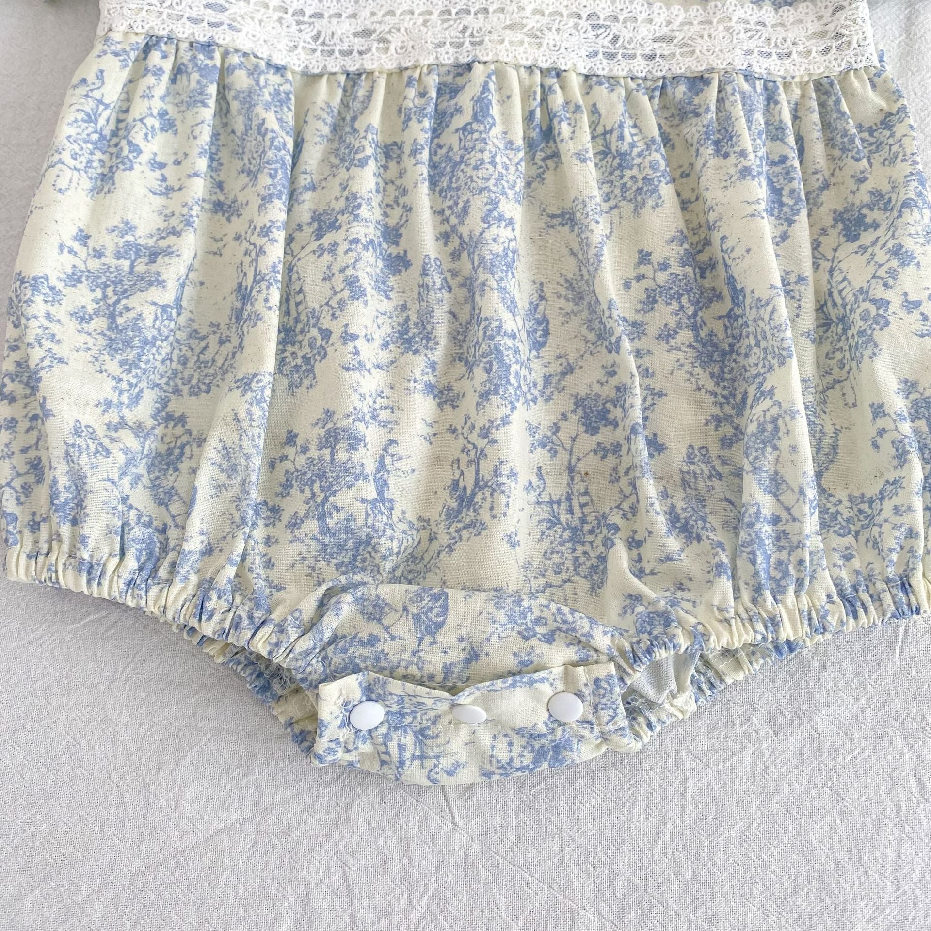 (Pre Order 2 Weeks)Sisters Floral Print Baby Collar Lace Dress&Romper